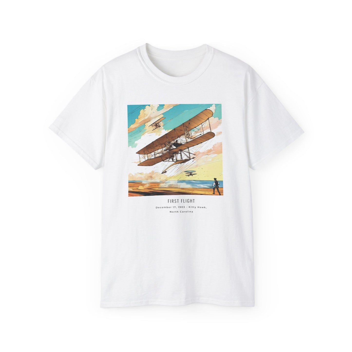 First Human Flight: Wright Brothers' Triumph Unisex Tee