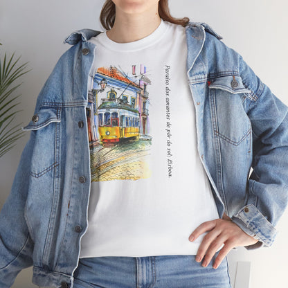 Lisbon Sunset - Unisex Heavy Cotton Tee: Lover's Paradise