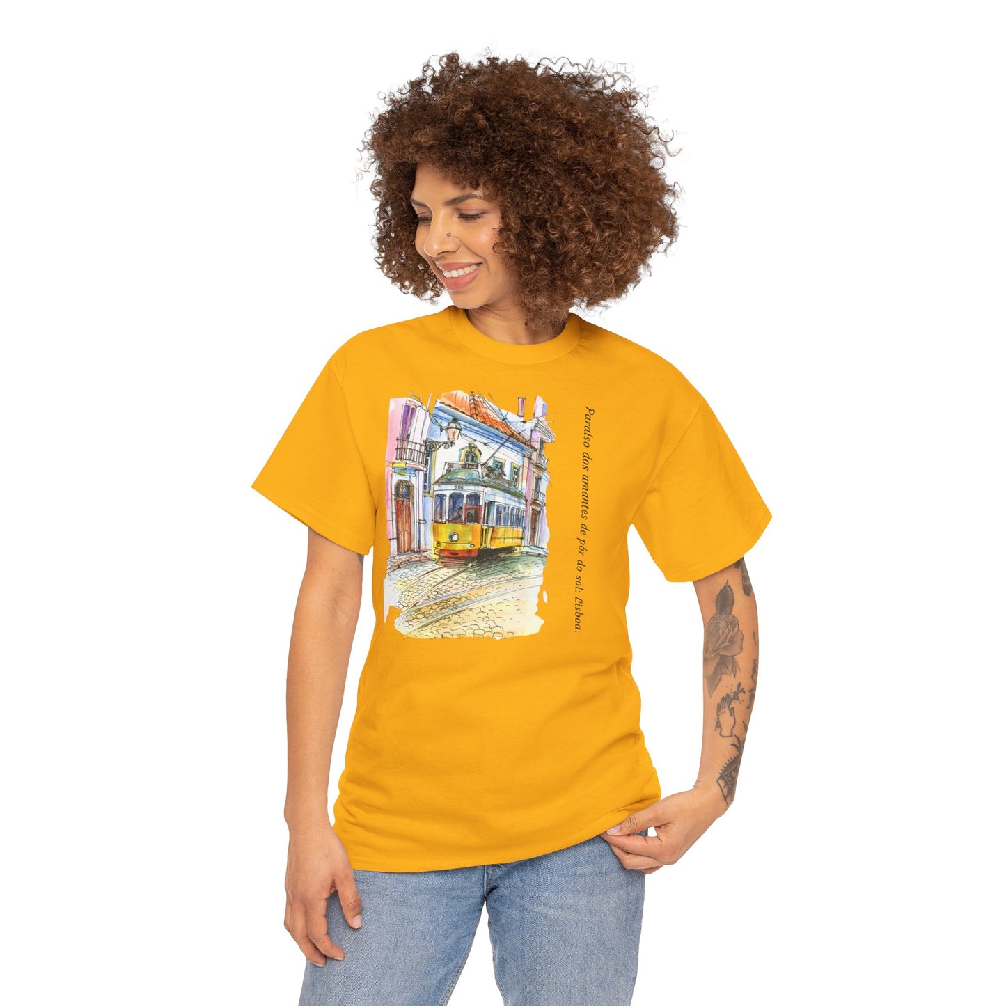 Lisbon Sunset - Unisex Heavy Cotton Tee: Lover's Paradise