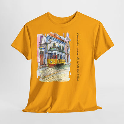 Lisbon Sunset - Unisex Heavy Cotton Tee: Lover's Paradise