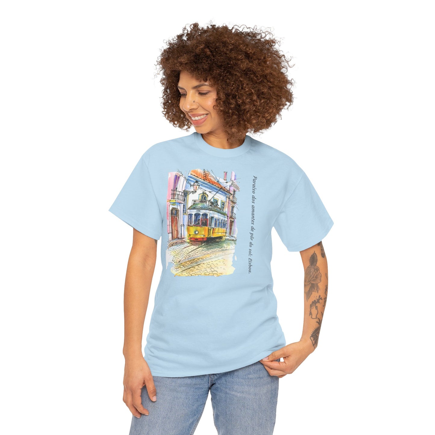 Lisbon Sunset - Unisex Heavy Cotton Tee: Lover's Paradise