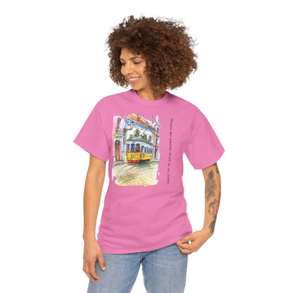 Lisbon Sunset - Unisex Heavy Cotton Tee: Lover's Paradise