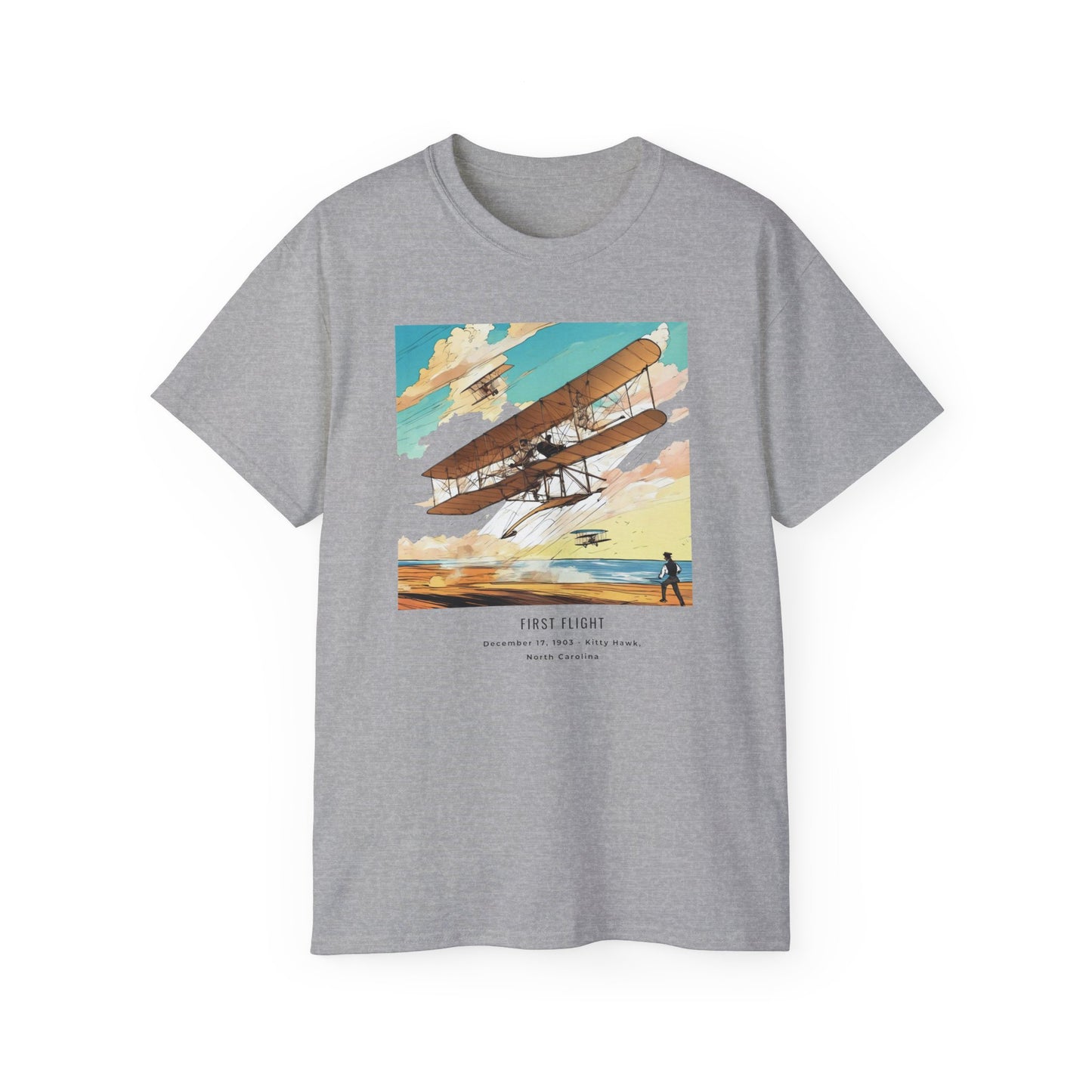 First Human Flight: Wright Brothers' Triumph Unisex Tee